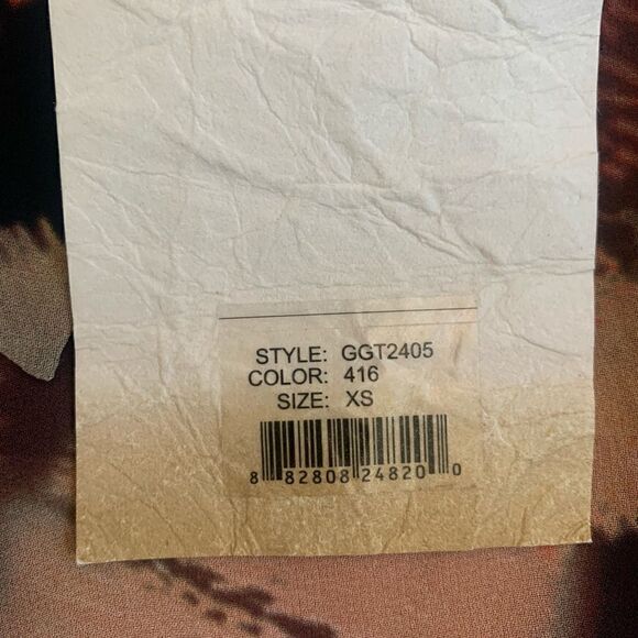 𝅺Da-Nang NWT Silk Red Orange Long Sleeve Animal Print Blouse Sz XS OOAK - Picture 6 of 6